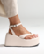 Sandália Plataforma Tiras Off White