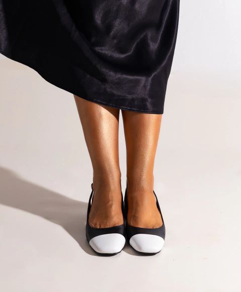 Sapatilha Slingback Duo Preta e Branca