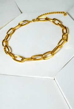Choker Dourado Corrente Elo Quadrado M