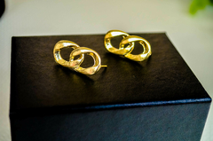 Brinco Duplo Dourado Liso - comprar online