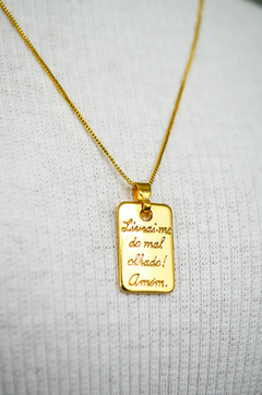 Colar Semijoia , Pingente Placa Medalha Olho Grego Livrai-me de todo Mal Olhado na internet