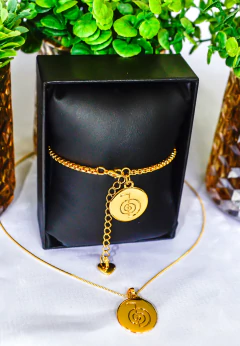 Conjunto Reiki : Colar + Pulseira , Pingente Cho Ku Rei - comprar online