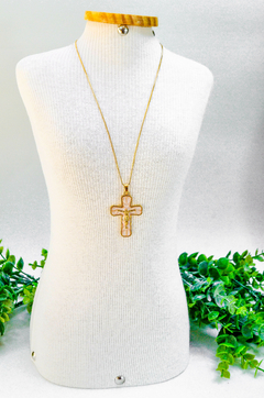 Colar Semijoia Dourada Pingente Crucifixo - comprar online