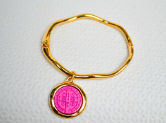Bracelete São Bento Dourado e Rosa - loja online