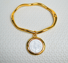 Bracelete São Bento Dourado e Branco - loja online