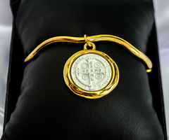 Bracelete São Bento Dourado e Branco - comprar online