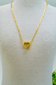 Colar Cartier Semijoia Pingente Coração Passante