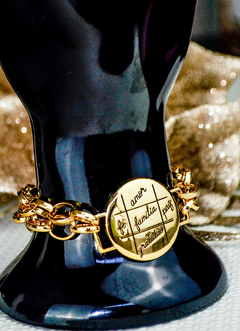 Pulseira Correntaria com placa Desejos de Vida Banhado a ouro na internet