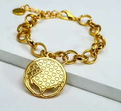 Pulseira Semijoia Elo Português Grosso Mantra ENTREGO,CONFIO, ACEITO E AGRADEÇO na internet