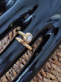 Anel Prego Ouro com Strass de Cristal