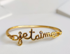 Pulseira Bracelete Eu Te Amo Francês Folheado A Ouro 18k
