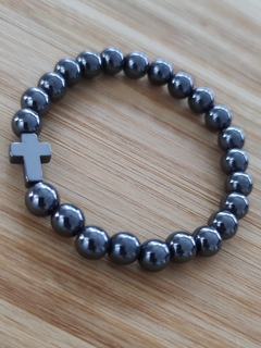 Pulseira Hematita com Cruz