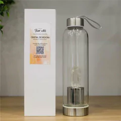 GARRAFA DE VIDRO PARA INFUSÃO BOAS VIBRAÇÕES - CRISTAL DE ROCHA - comprar online