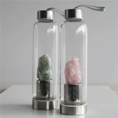 GARRAFA DE VIDRO PARA INFUSÃO BOAS VIBRAÇÕES - QUARTZO ROSA