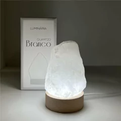 LUMINÁRIA COM LUZ BRANCA - PEDRA QUARTZO BRANCO