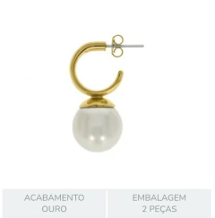 Argola com Pérola Ouro 30MM - Loja Portal Diamond Acessórios 