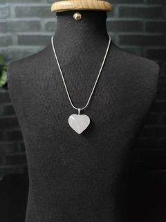 Colar Folheado , Pingente Coração Quartzo Branco - comprar online