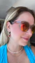 Óculos de Sol Victory marrom com lentes laranjas espelhadas na internet