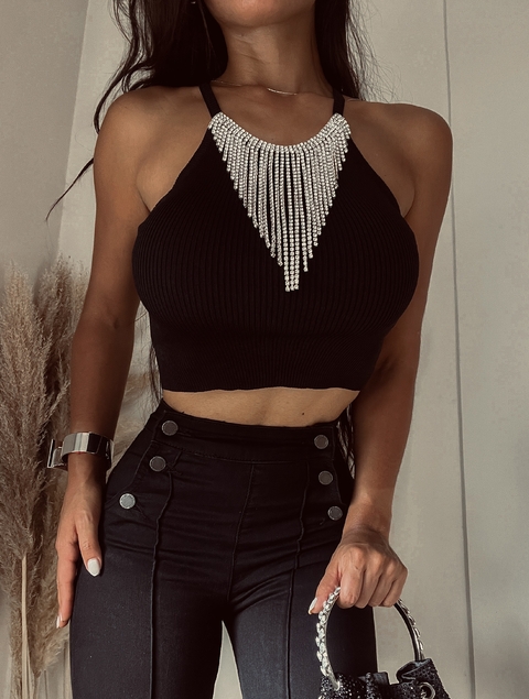 Top Collar de strass