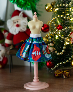 Saia de Natal Azul Enfeites e Sinos