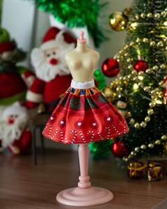 Saia de Natal Vermelha Enfeites