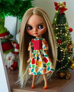 Vestido Natalino Creme e Vermelho - comprar online