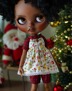 Conjunto Bloomer e Vestido Flores e Xadrez