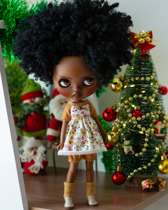 Conjunto Bloomer e Vestido Flores e Ocre - comprar online