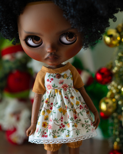 Conjunto Bloomer e Vestido Flores e Ocre