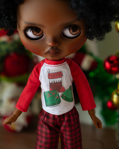 T-shirts de Natal Vermelho e Branco Enfeites