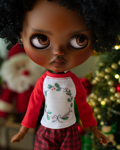 T-shirts de Natal Vermelho e Branco Guirlanda