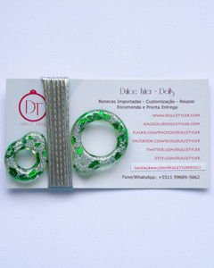 Pullring transparente e brilhos verde