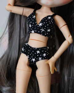 Conjunto Lingerie Preto de estrelas