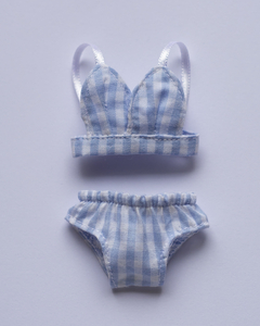 Conjunto Lingerie xadrez azul