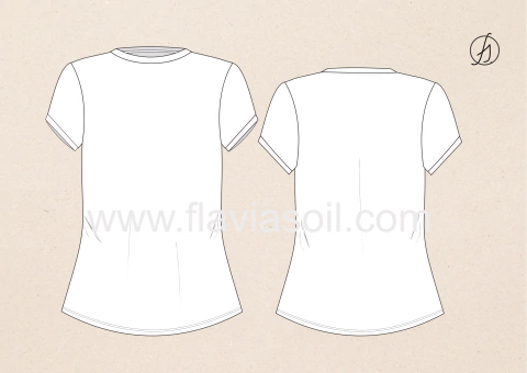 Ref.: BF109 - T-shirt feminina gola careca, manga curta com debrum