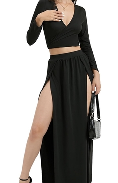 Pollera elegante dos tajos - tienda online