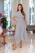 Vestido Amália - Listrado P&B + Broche - comprar online
