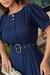 Vestido Midi Natália Linho Marinho com Cinto - loja online