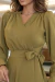 Vestido Helena Transpassado Ajustável Manga Longa - Verde Oliva - loja online