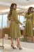 Vestido Helena Transpassado Ajustável Manga Longa - Verde Oliva - DONATELLA - MODA MODESTA