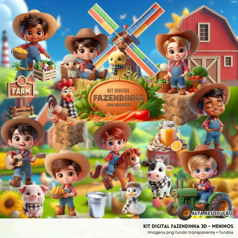 Kit Digital Fazendinha 3D Meninos - comprar online