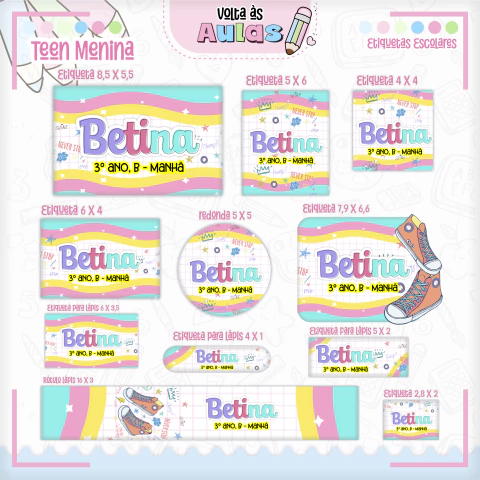 Arquivo de Corte | Etiqueta Escolar Teen Menina 4 - comprar online