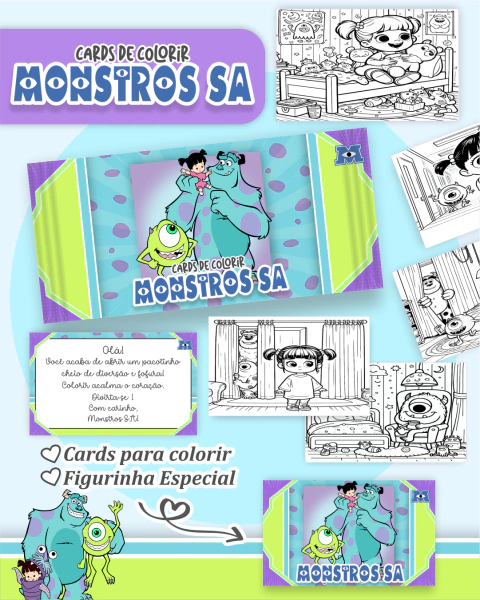 Arquivo Digital | Cards de Colorir Monstros SA - comprar online