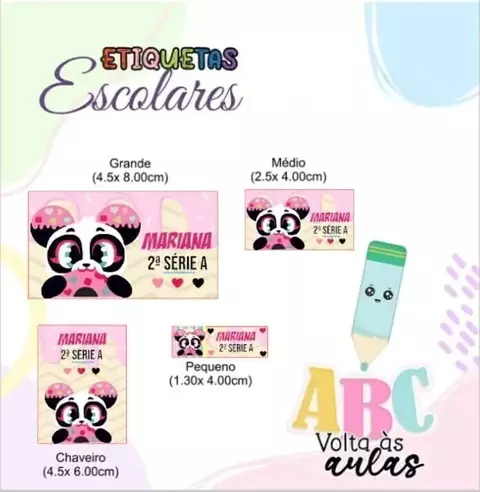 Arquivo de Corte | Etiqueta Escolar Panda Puket Donuts - comprar online