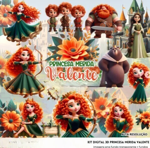 Kit Digital | Princesa Merida Valente 3D - comprar online