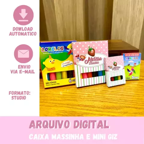 Arquivo Digital | Molde Limpo Caixinha Massinha e Mini Giz - comprar online