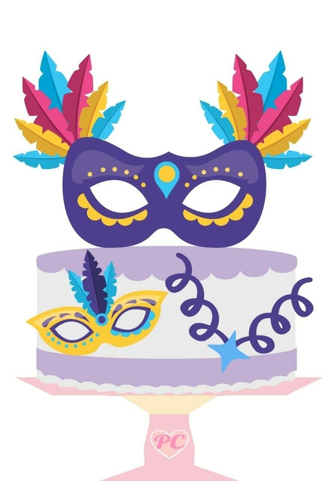 Arquivo de Corte: Topo de Bolo Máscaras Carnaval 040 - comprar online