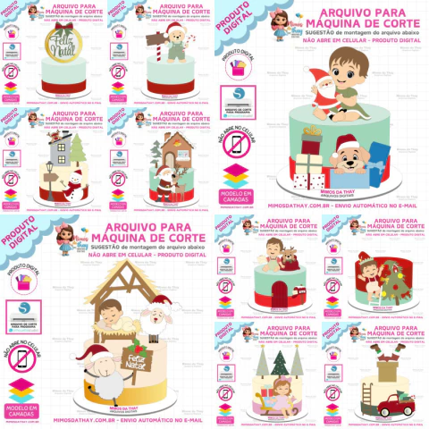 Combo 8 Topos de Bolo Natal 2025 | STUDIO e SVG - comprar online