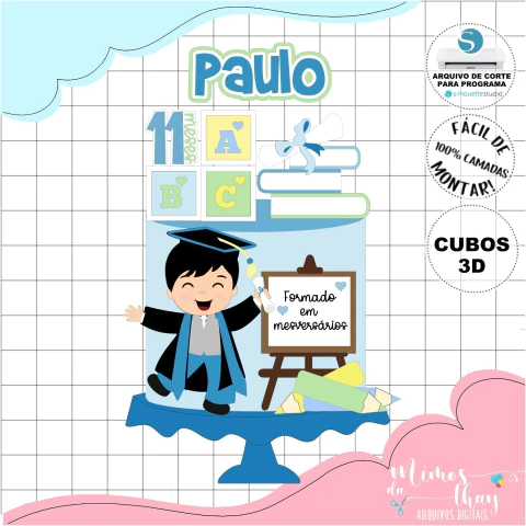 Arquivo de Corte: Topo de Bolo Formatura Abc Menino 046 - comprar online