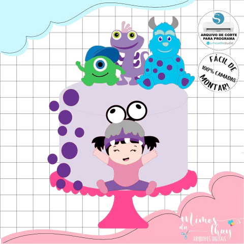 ARQUIVO DE CORTE TOPO DE BOLO MONSTROS SA BABY 004